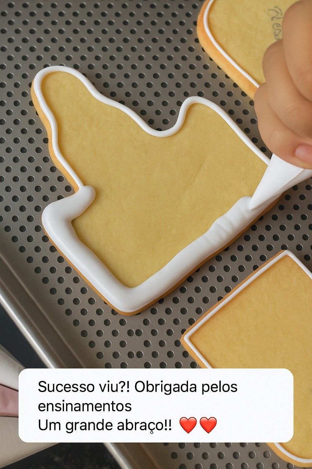 Depoimento apresentado na página original de biscoitos decorados